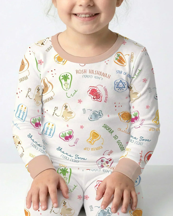 Happy Rosh Hashanah Bamboo Two Piece Long Sleeve Pajama Set