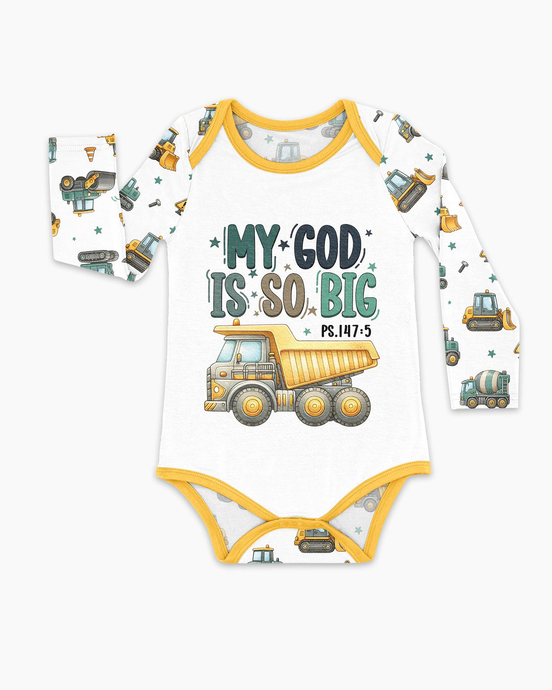 Construction Vehicles My God Is So Big Bamboo Bodysuit