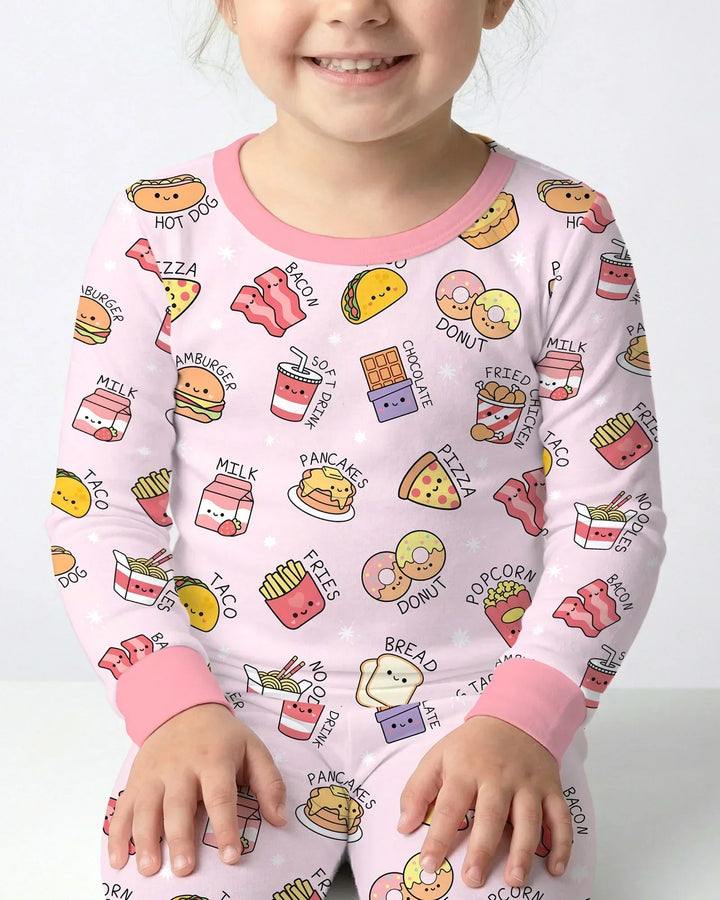 Kawaii Yummy Food Bamboo Two Piece Long Sleeve Pajama Set