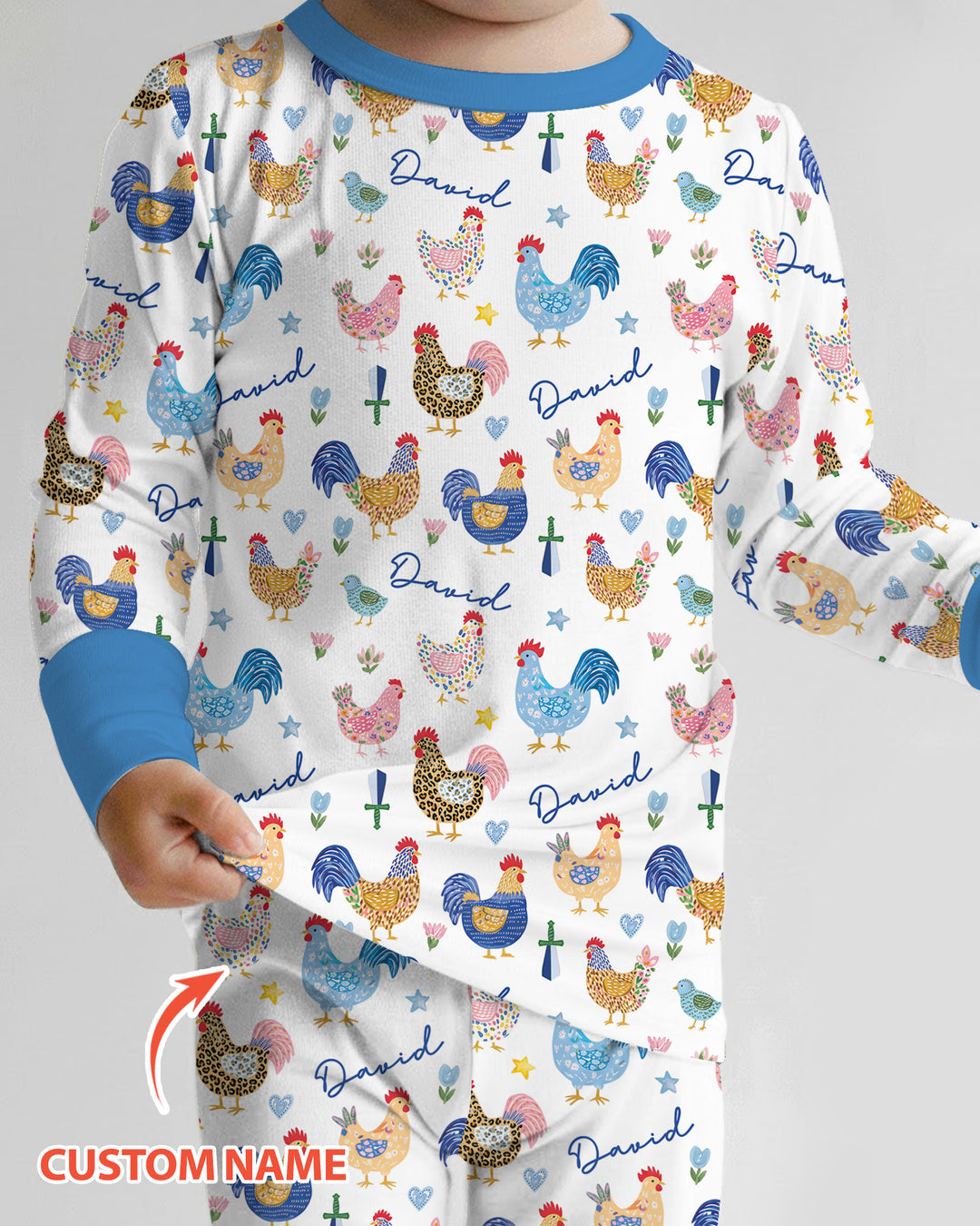 Cluck And Cozy Bamboo Two Piece Long Sleeve Pajama Set