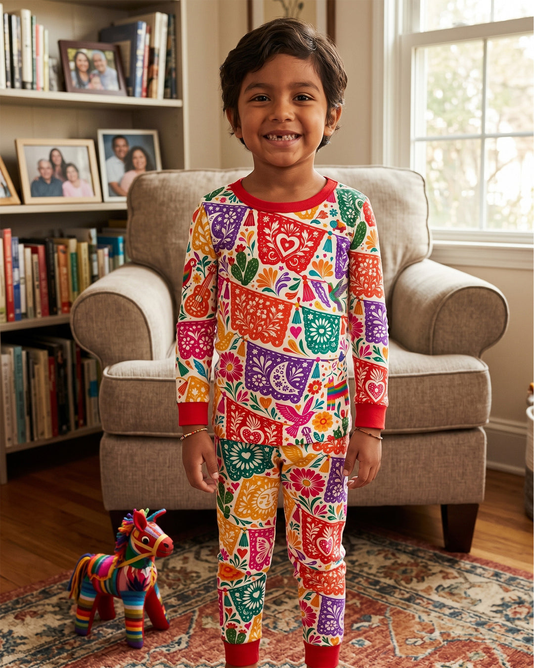 Mexican Fiesta Papel Picado Hispanic Bamboo Two Piece Long Sleeve Pajama Set