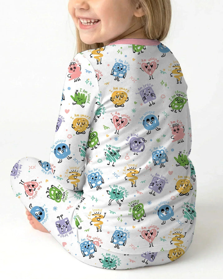 Positive Affirmations Bamboo Two Piece Long Sleeve Pajama Set