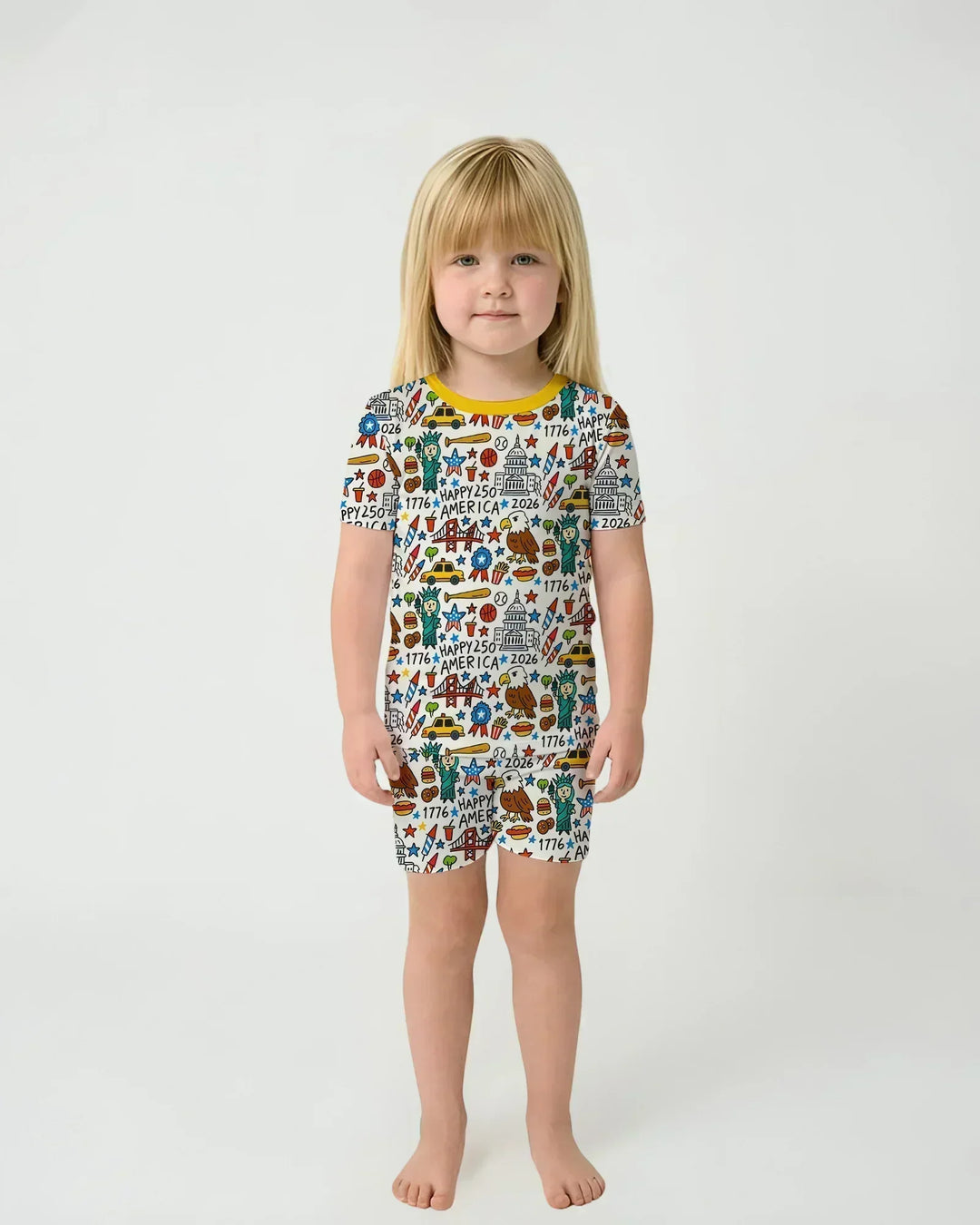 Doodle America 250th Anniversary Family Bamboo Two Piece Short Sleeve Shorts Pajama Set