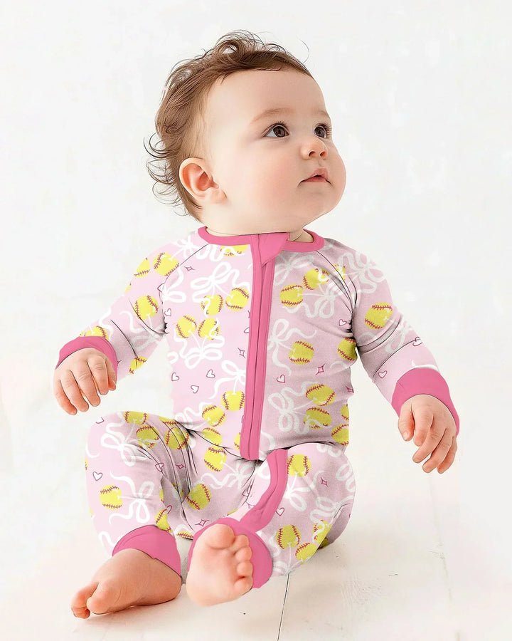 Softball Cherry Mom And Girl Matching Bamboo Convertible Zippy