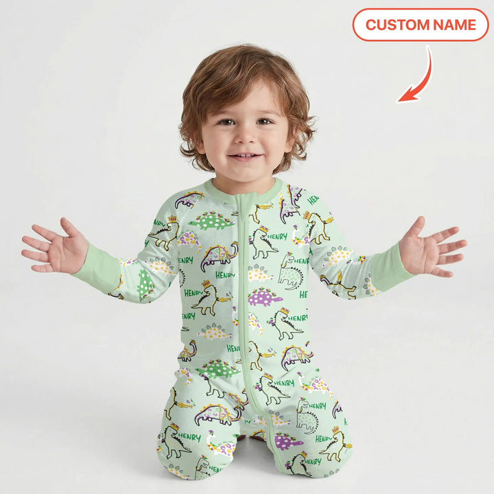Custom Name Mardi Gras Saurus Bamboo Convertible Zippy