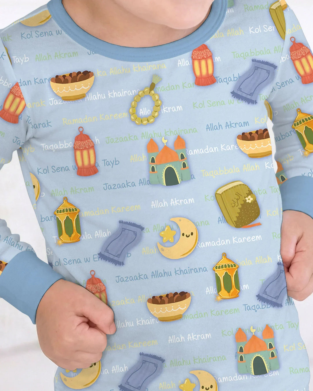 Ramadan Mubarak Family Matching Bamboo Two Piece Long Sleeve Pajama Set