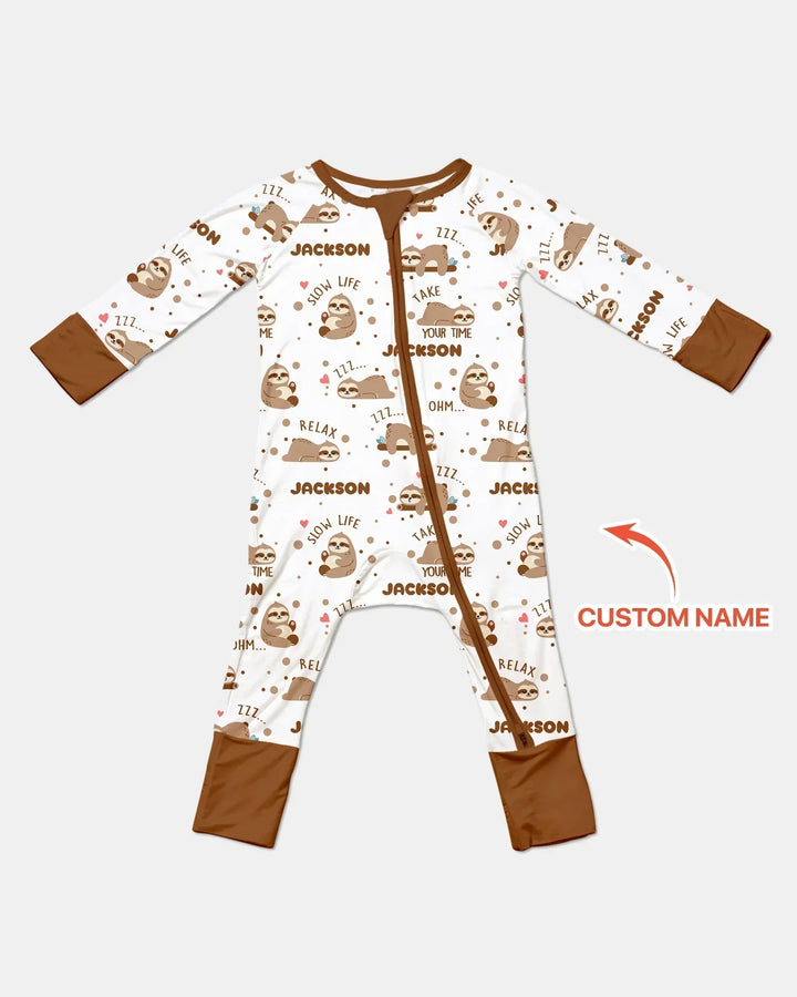 Custom Name Cute Sloth Bamboo Convertible Zippy