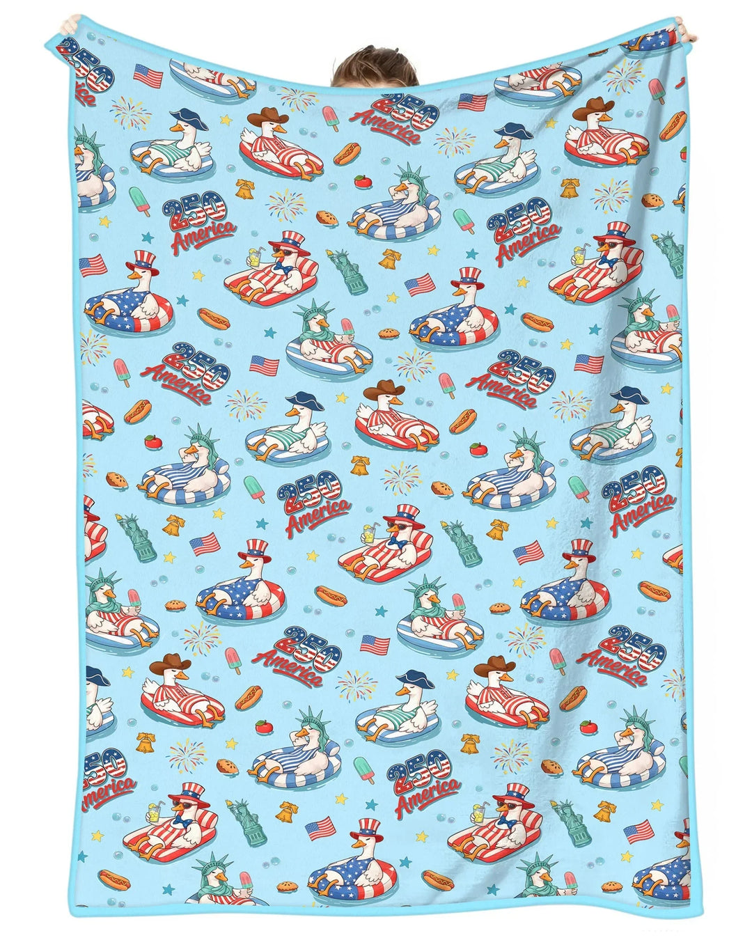 250 America Patriotic Goose Family Matching Bamboo Blanket