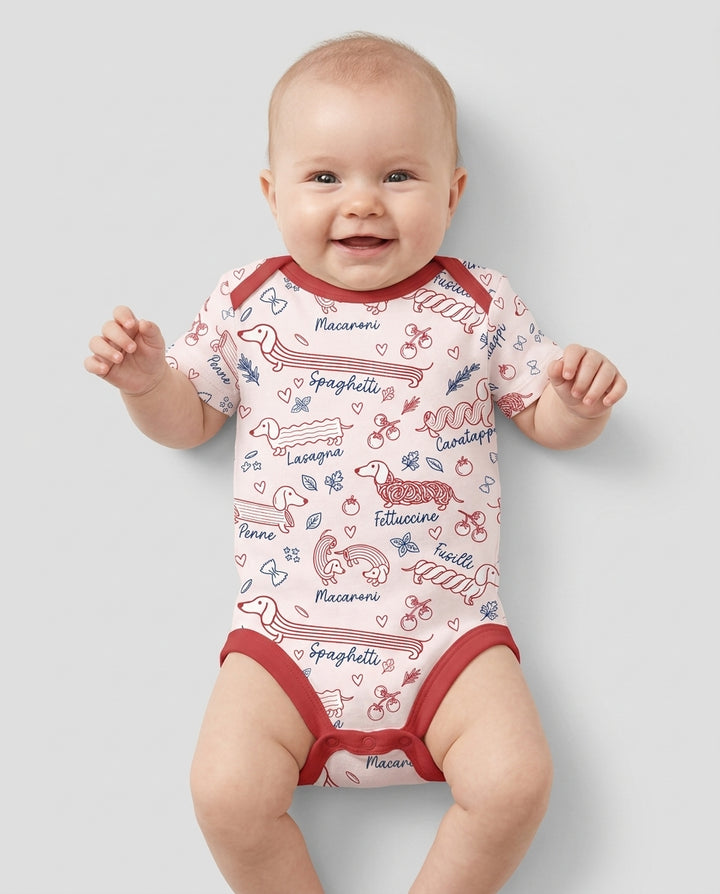 Funny Dachshund Pasta Pups Bamboo Bodysuit