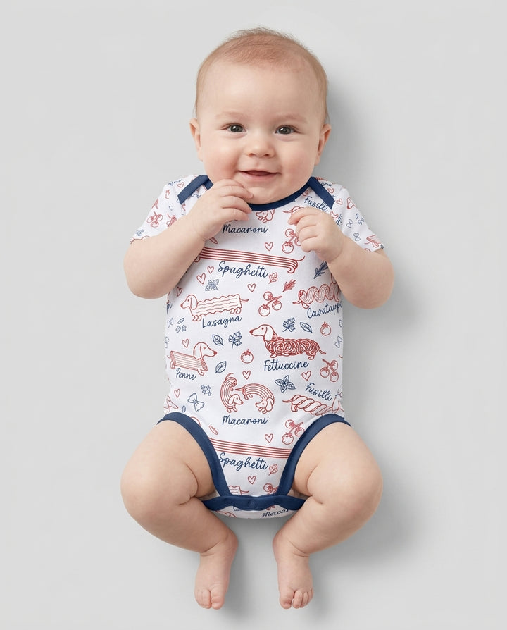 Funny Dachshund Pasta Pups Bamboo Bodysuit
