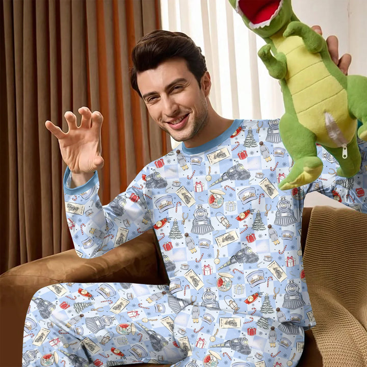 Christmas Train Bamboo Men's Pajama Set