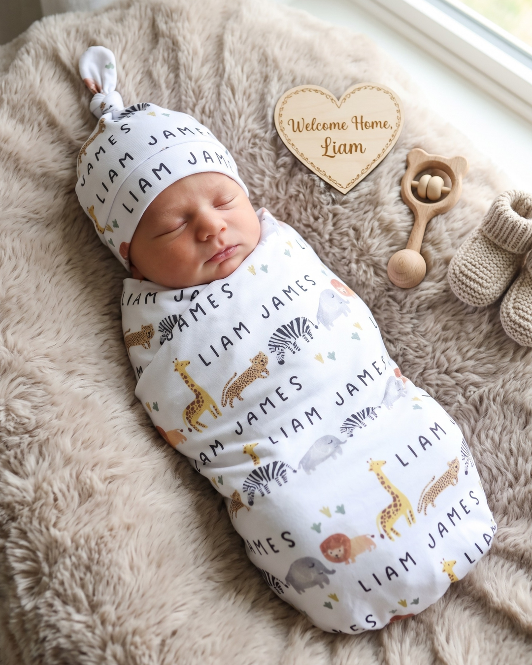 Safari Animal Adventure Bamboo Swaddle Blanket