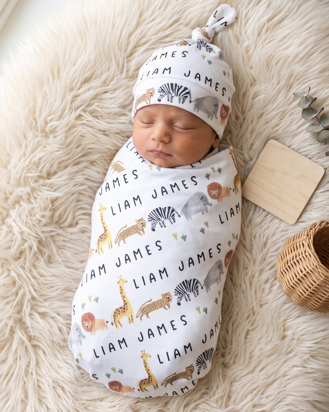 Safari Animal Adventure Bamboo Swaddle Blanket