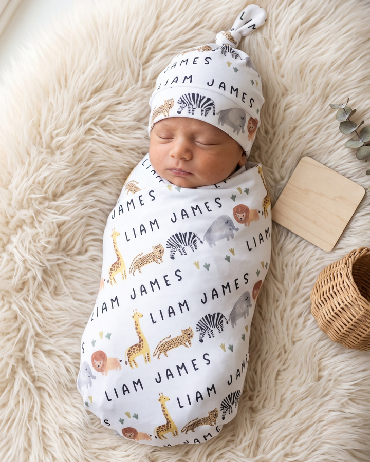Safari Animal Adventure Bamboo Swaddle Blanket