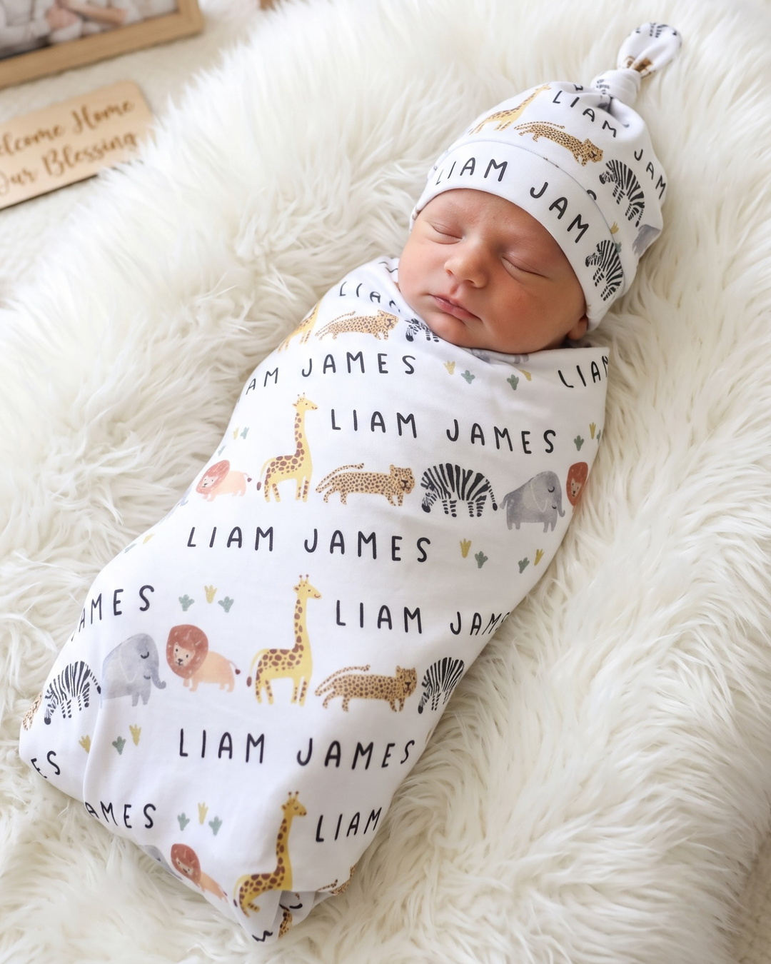Safari Animal Adventure Bamboo Swaddle Blanket
