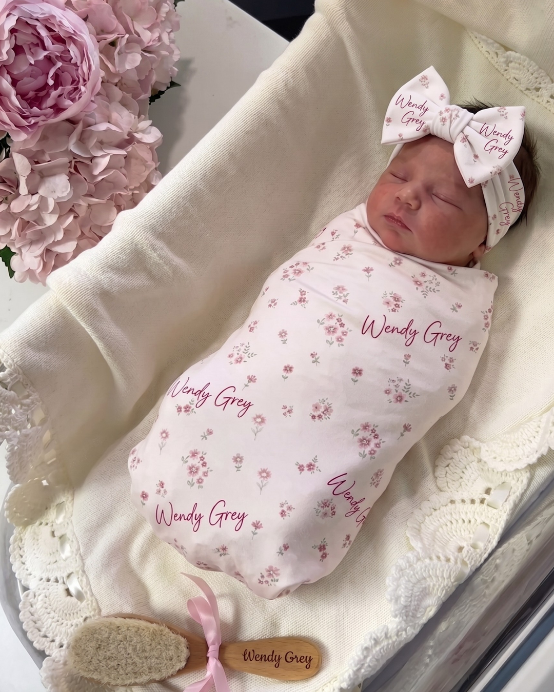 Mauve Heritage Sprite Ditsy Bamboo Swaddle Blanket
