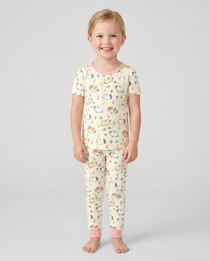 Guinea Pig Garden Bamboo Two Piece Short Sleeve Pajama Set