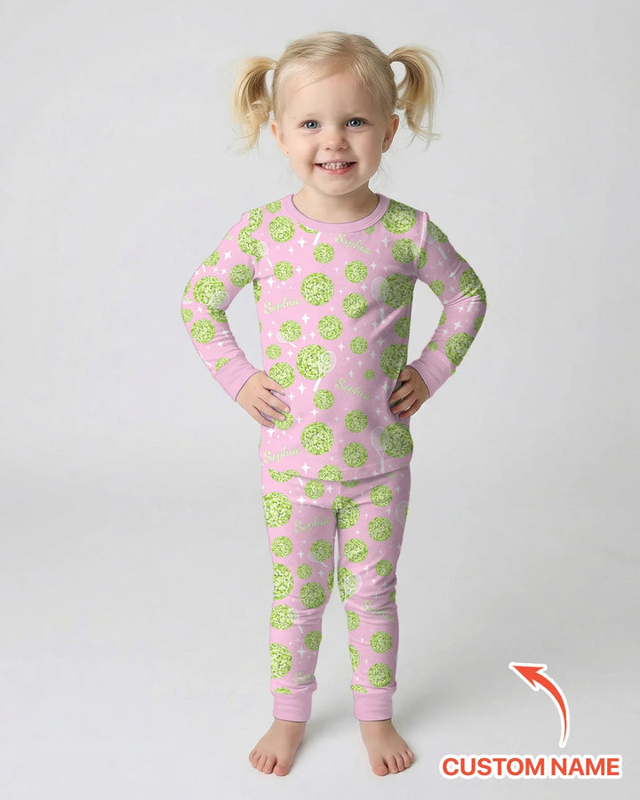 Tennis Disco Girl Party Matching Bamboo Two Piece Long Sleeve Pajama Set