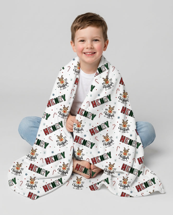 Custom Name "My First Christmas 2025" - Bamboo Blanket (S)