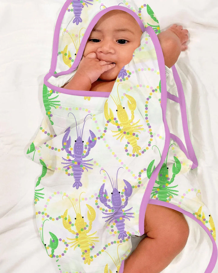 Mardi Gras Crawfish Family Matching Hooded Bamboo Towel Set