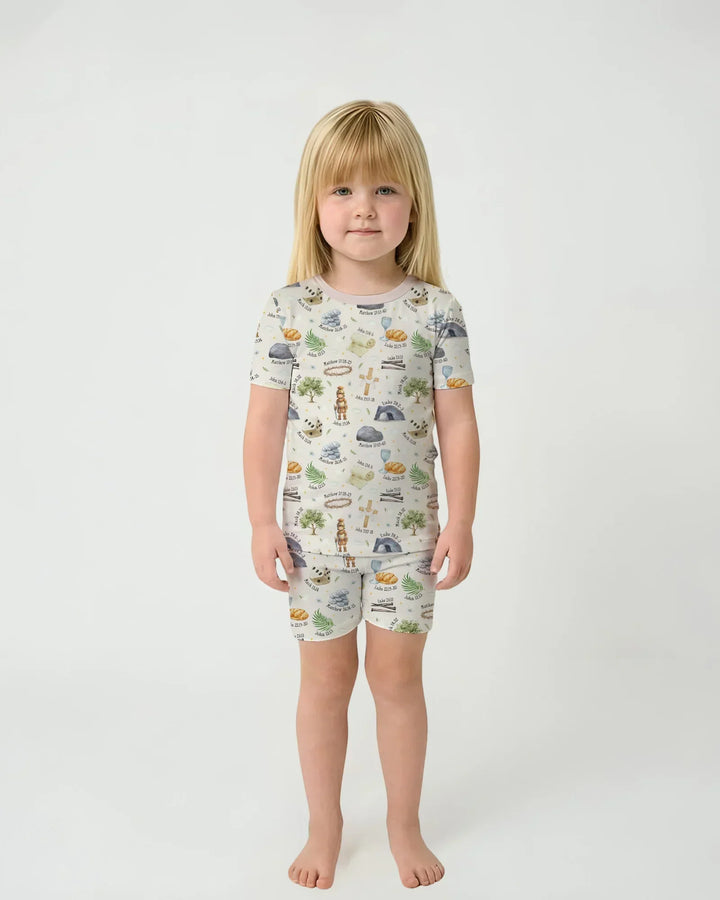 He Is Risen Family Matching Bamboo Two Piece Short Sleeve Shorts Pajama Set