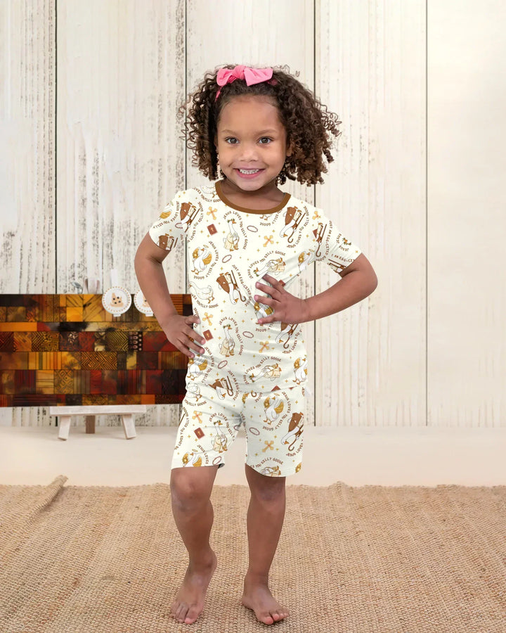Jesus Loves You Silly Goose Bamboo Two Piece Short Sleeve Shorts Pajama Set