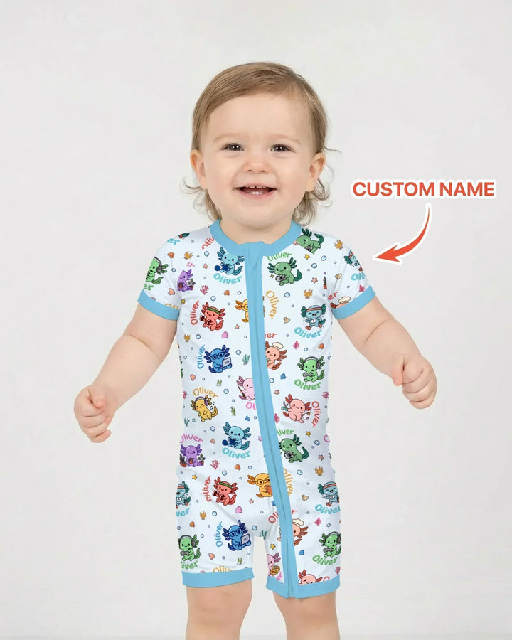 Custom Name Cute Hobby Axolotl Bamboo Shorty Zippy