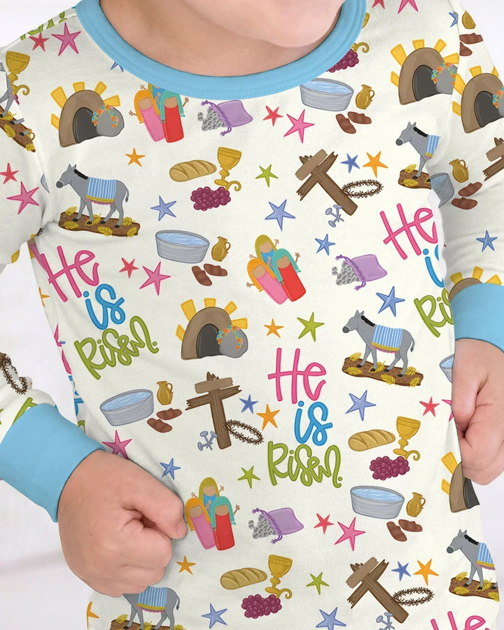 Bible Story Easter Family Matching Bamboo Two Piece Long Sleeve Pajama Set