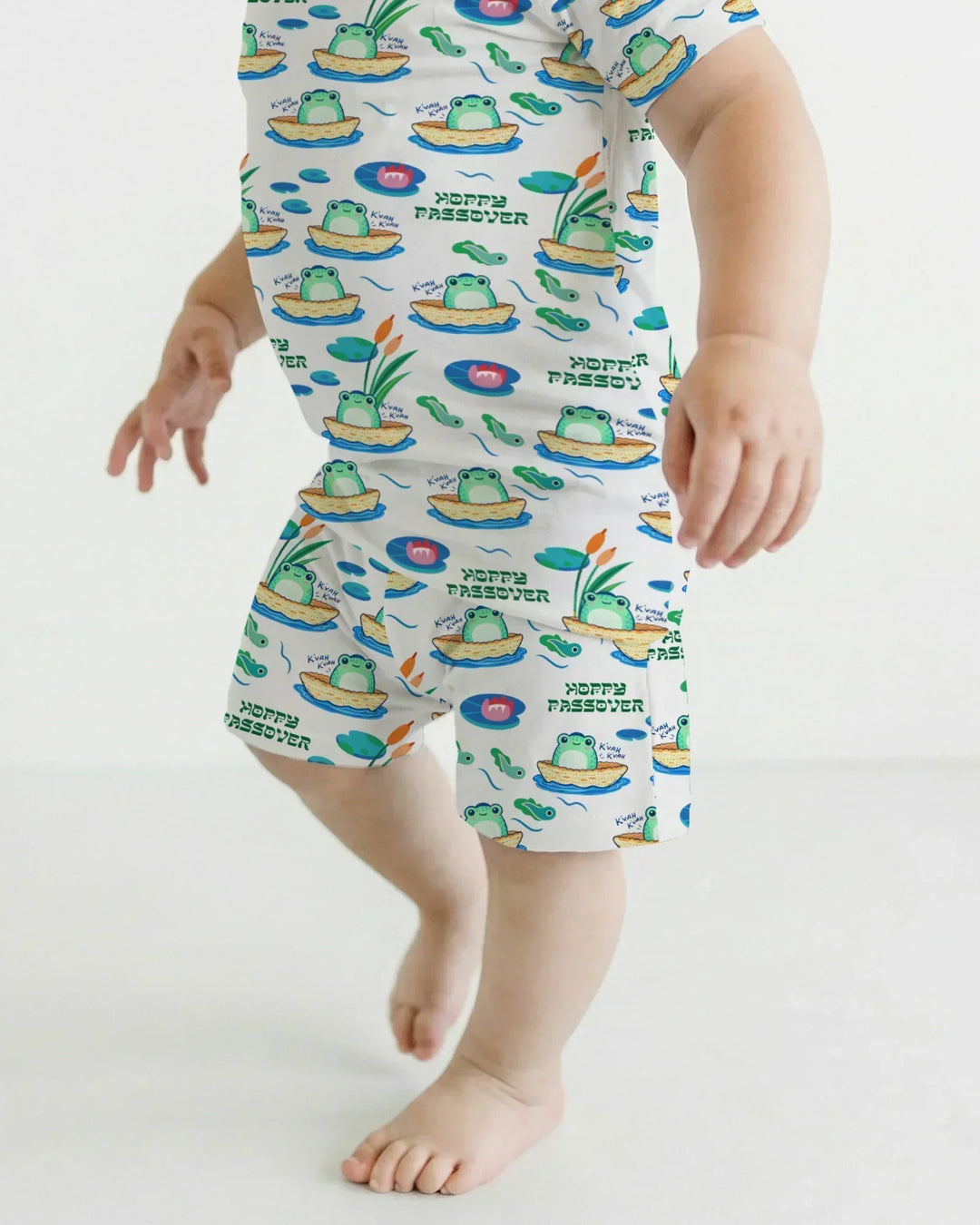 Hoppy Passover Family Matching Bamboo Two Piece Short Sleeve Shorts Pajama Set