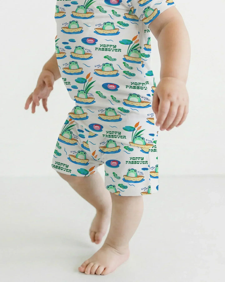 Hoppy Passover Family Matching Bamboo Two Piece Short Sleeve Shorts Pajama Set