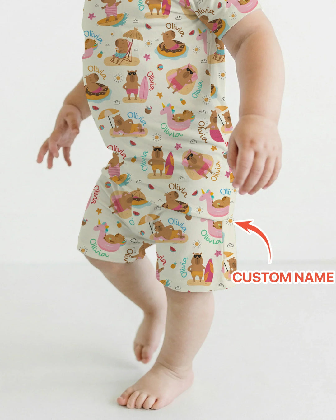 Don't Worry, Be Capy Custom Name Bamboo Two Piece Short Sleeve Shorts Pajama Set