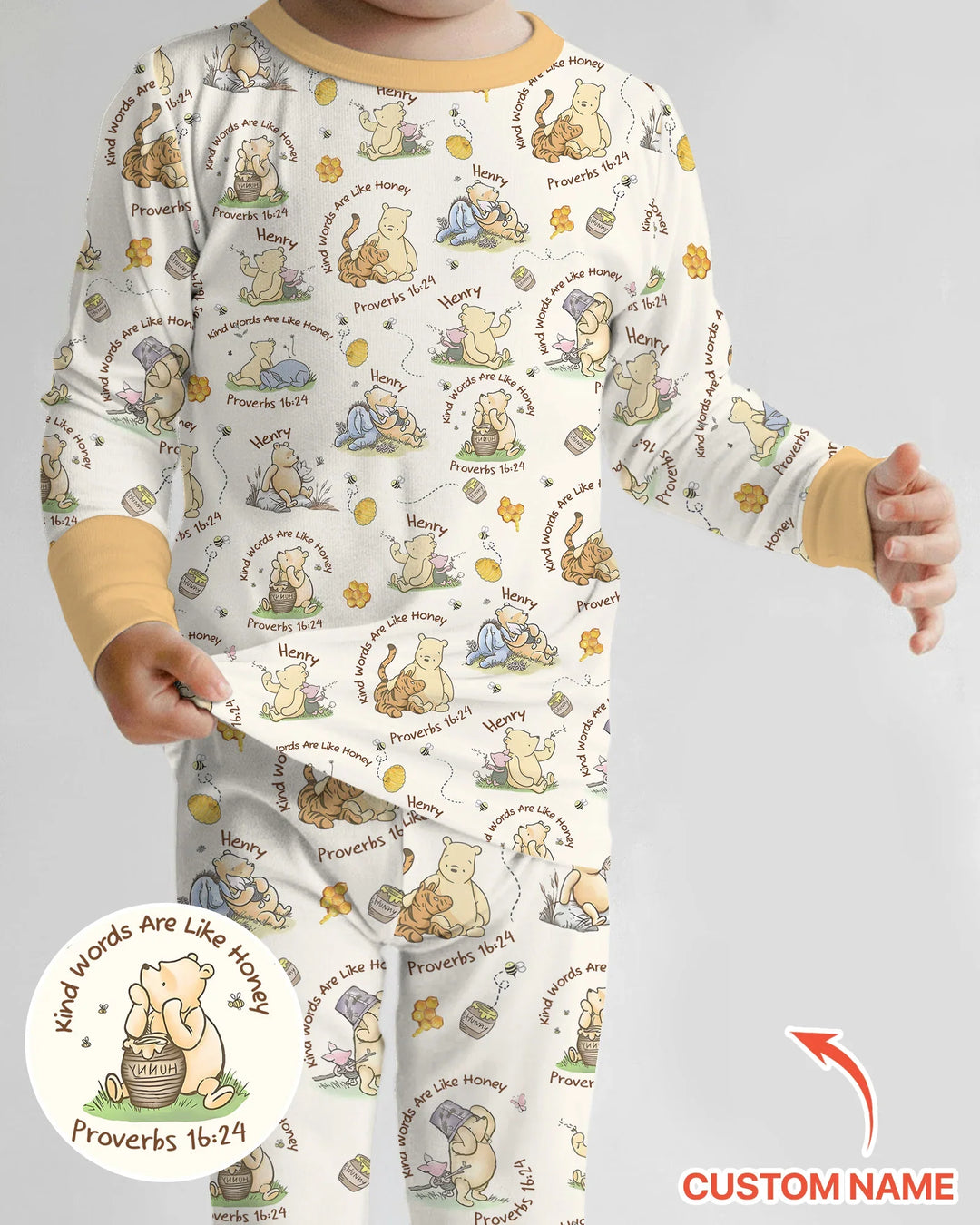 Kind Words Are Like Honey Custom Name Bamboo Two Piece Long Sleeve Pajama Set