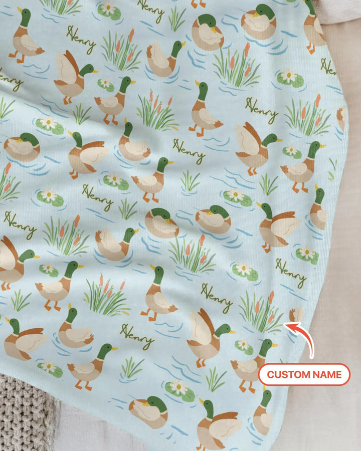 Personalized Mallard Duck Bamboo Blanket