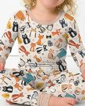 Goofy Mischief Cat Family Matching Bamboo Two Piece Long Sleeve Pajama Set
