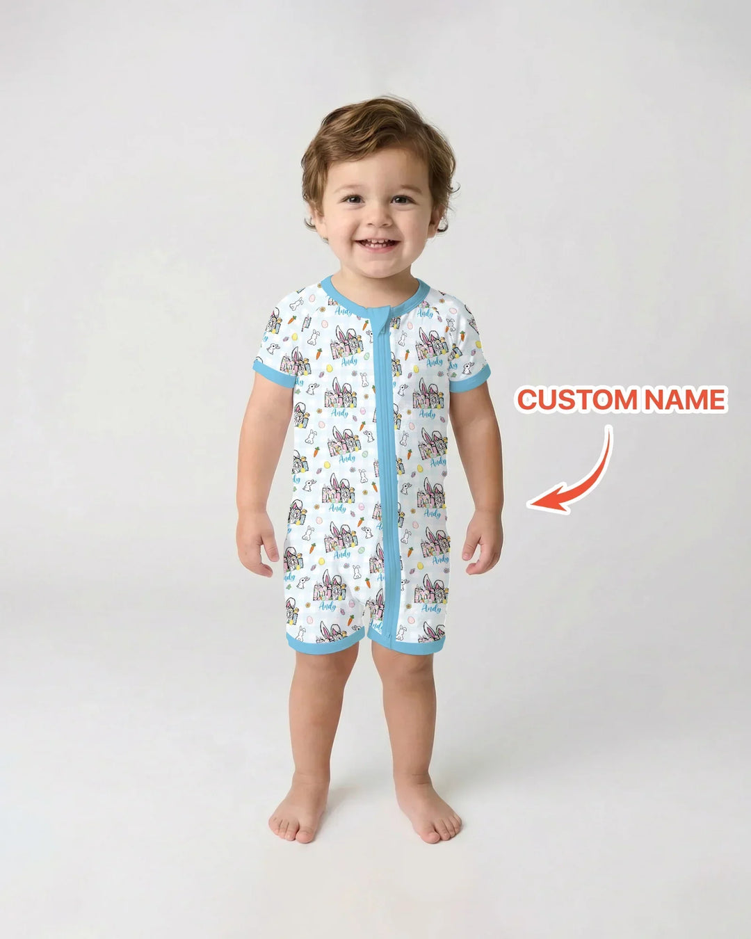 Custom Name Easter Family Matching Bamboo Shorty Zippy