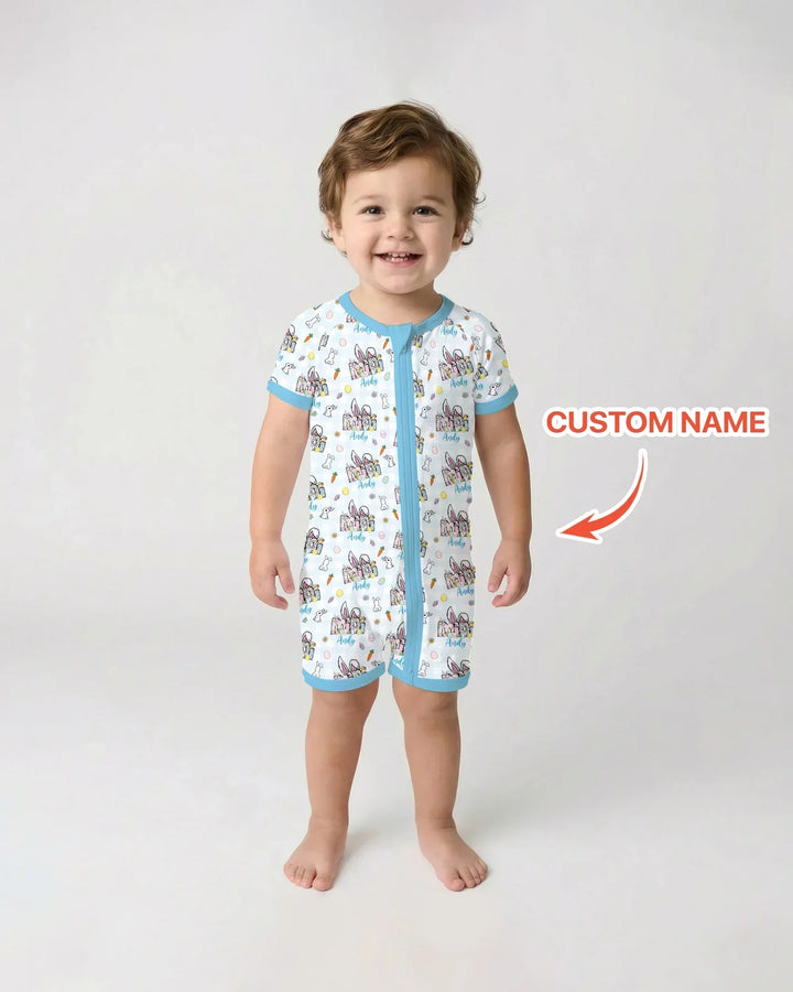 Custom Name Easter Family Matching Bamboo Shorty Zippy