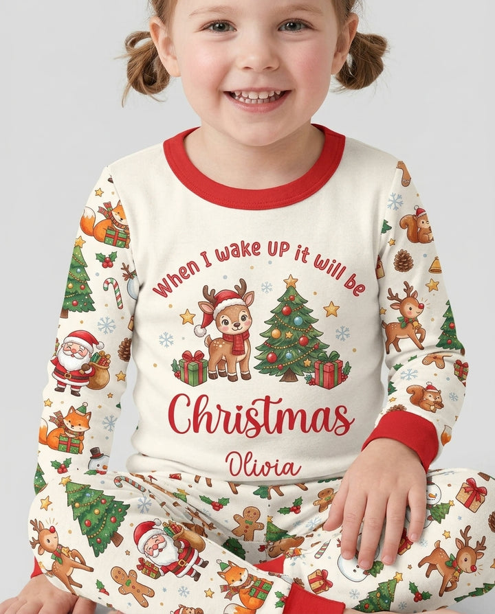 Custom Name When I Wake Up It's Will Be Christmas Bamboo Two Piece Long Sleeve Pajama Set