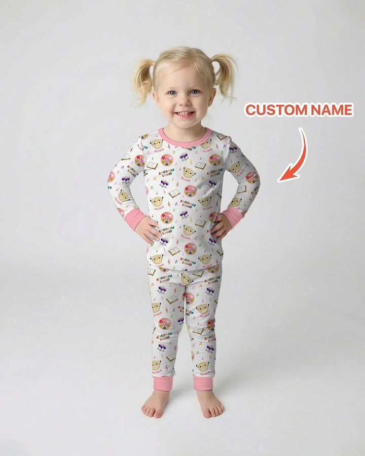 Custom Name Passover Afikoman Squad Bamboo Two Piece Long Sleeve Pajama Set