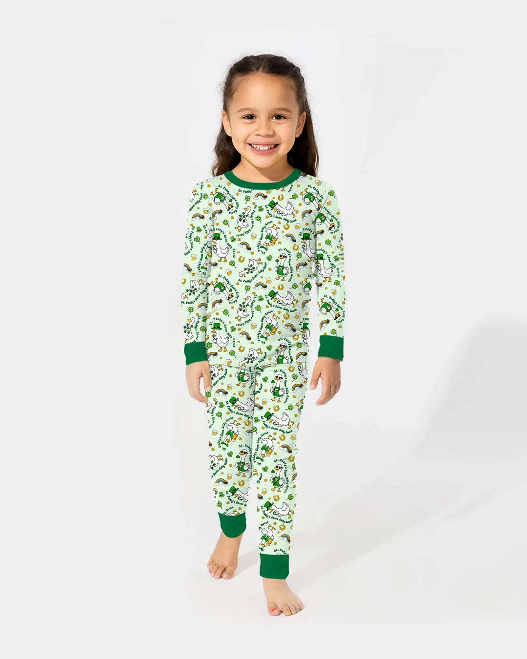 St. Patrick's Day Silly Goose Bamboo Two Piece Long Sleeve Pajama Set
