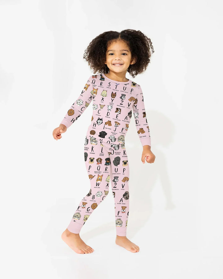 Funny Dogs Alphabet Bamboo Two Piece Long Sleeve Pajama Set