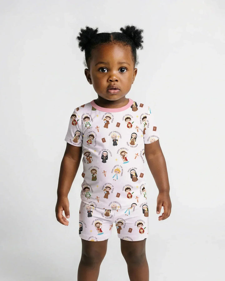Saints in the Clouds Bamboo Two Piece Short Sleeve Shorts Pajama Set