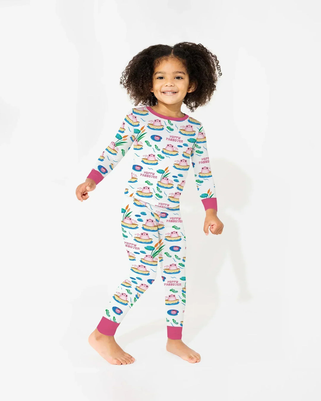 Hoppy Passover Family Matching Bamboo Two Piece Long Sleeve Pajama Set