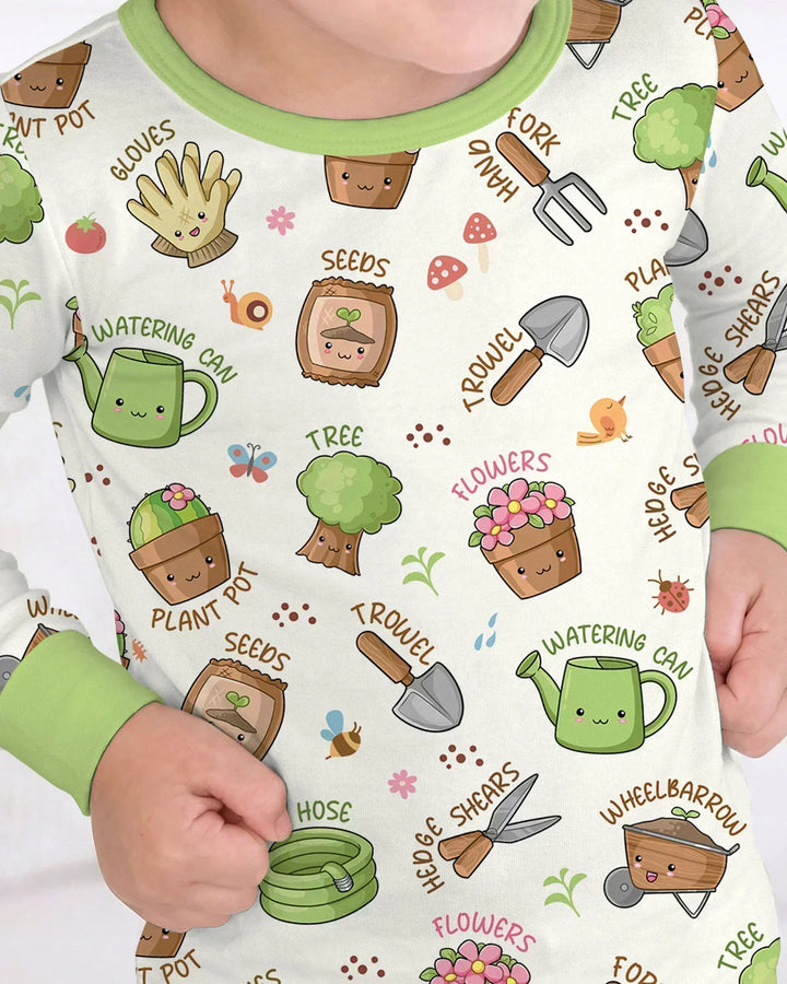 Kawaii Garden Crew Bamboo Two Piece Long Sleeve Pajama Set