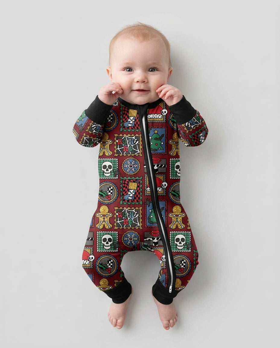 Retro Spooky Christmas Stamp Bamboo Convertible Zippy
