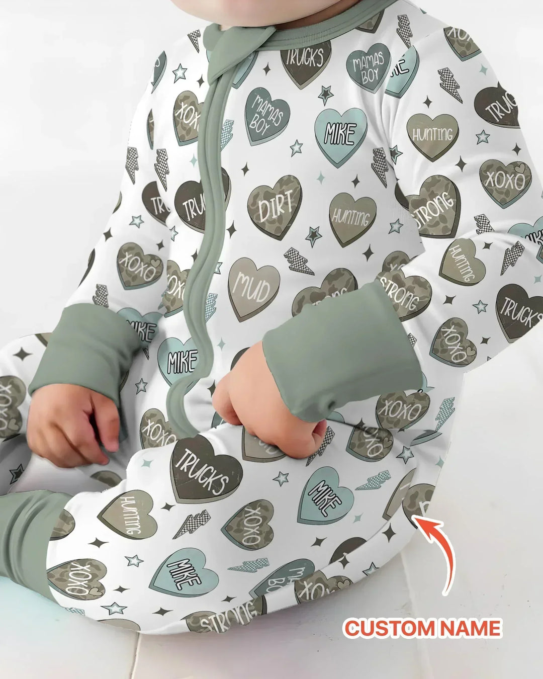 Personalized Camo Candy Hearts Bamboo Convertible Zippy