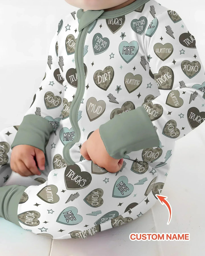 Personalized Camo Candy Hearts Bamboo Convertible Zippy