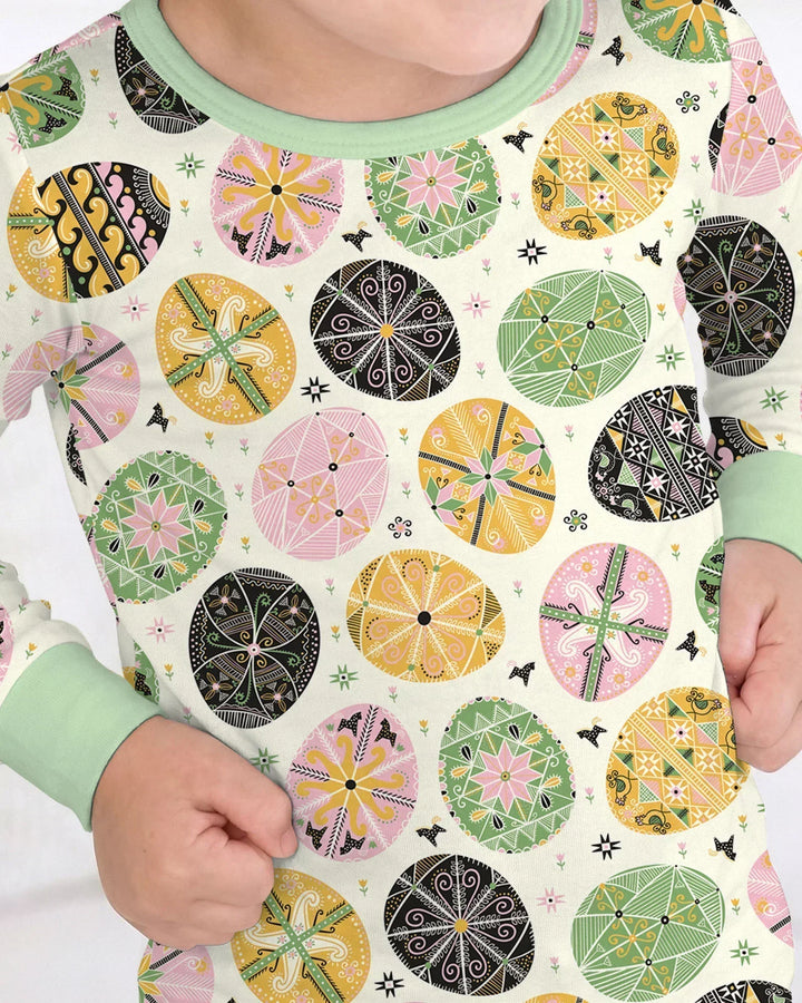 Pysanky Eggs Family Matching Bamboo Two Piece Long Sleeve Pajama Set
