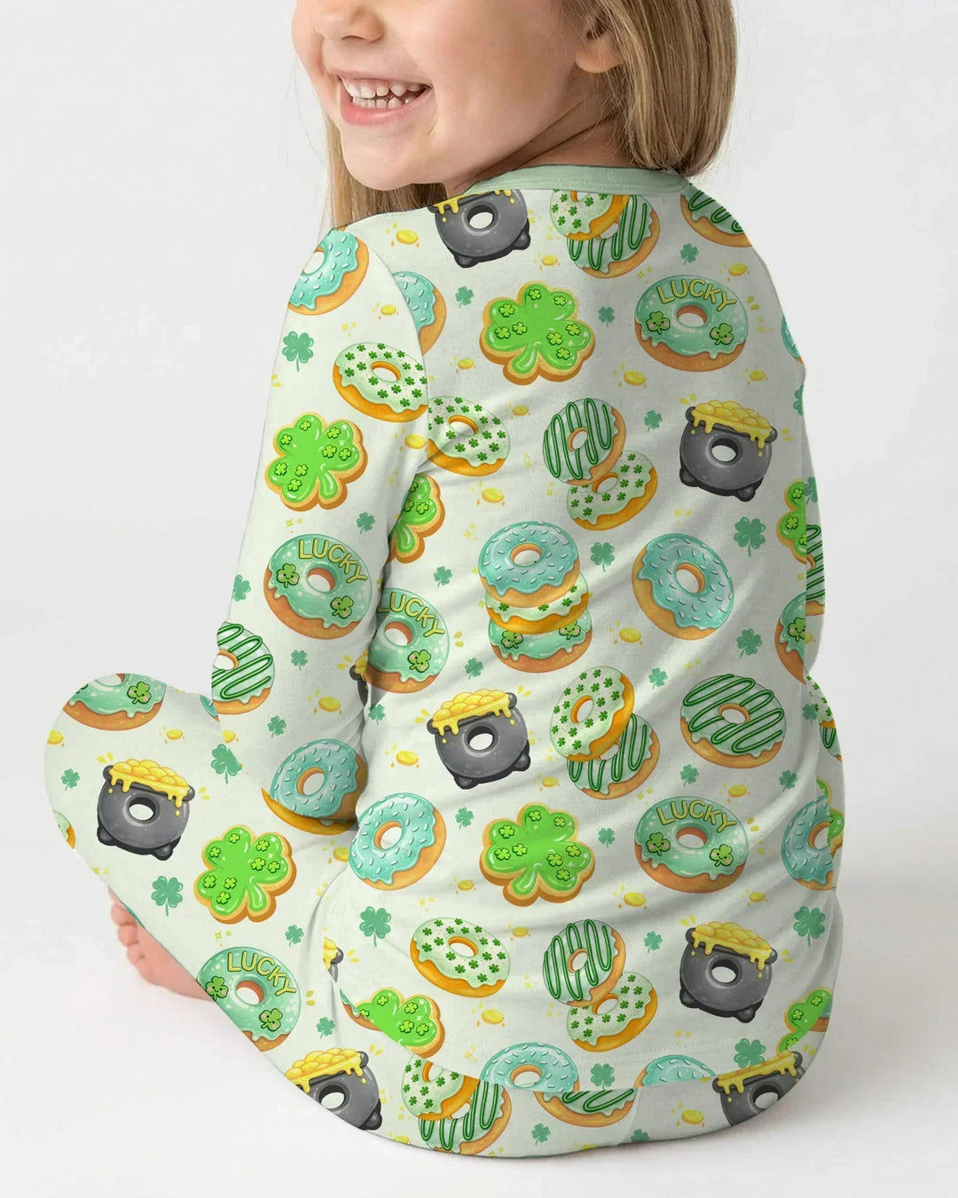 St. Patrick's Day Donut Bamboo Two Piece Long Sleeve Pajama Set