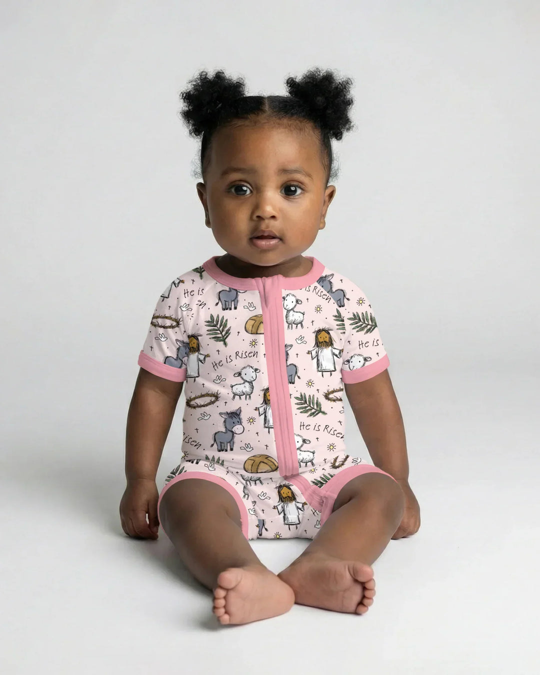 He Is Risen Easter Family Matching Bamboo Shorty Zippy