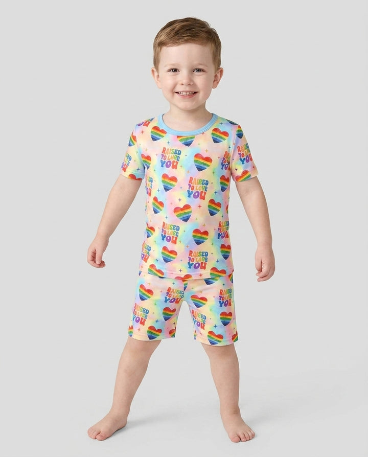Raised To Love You Bamboo Two Piece Short Sleeve Shorts Pajama Set